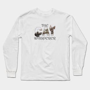 The Cat Whisperer - silver tabby oil painting word art Long Sleeve T-Shirt